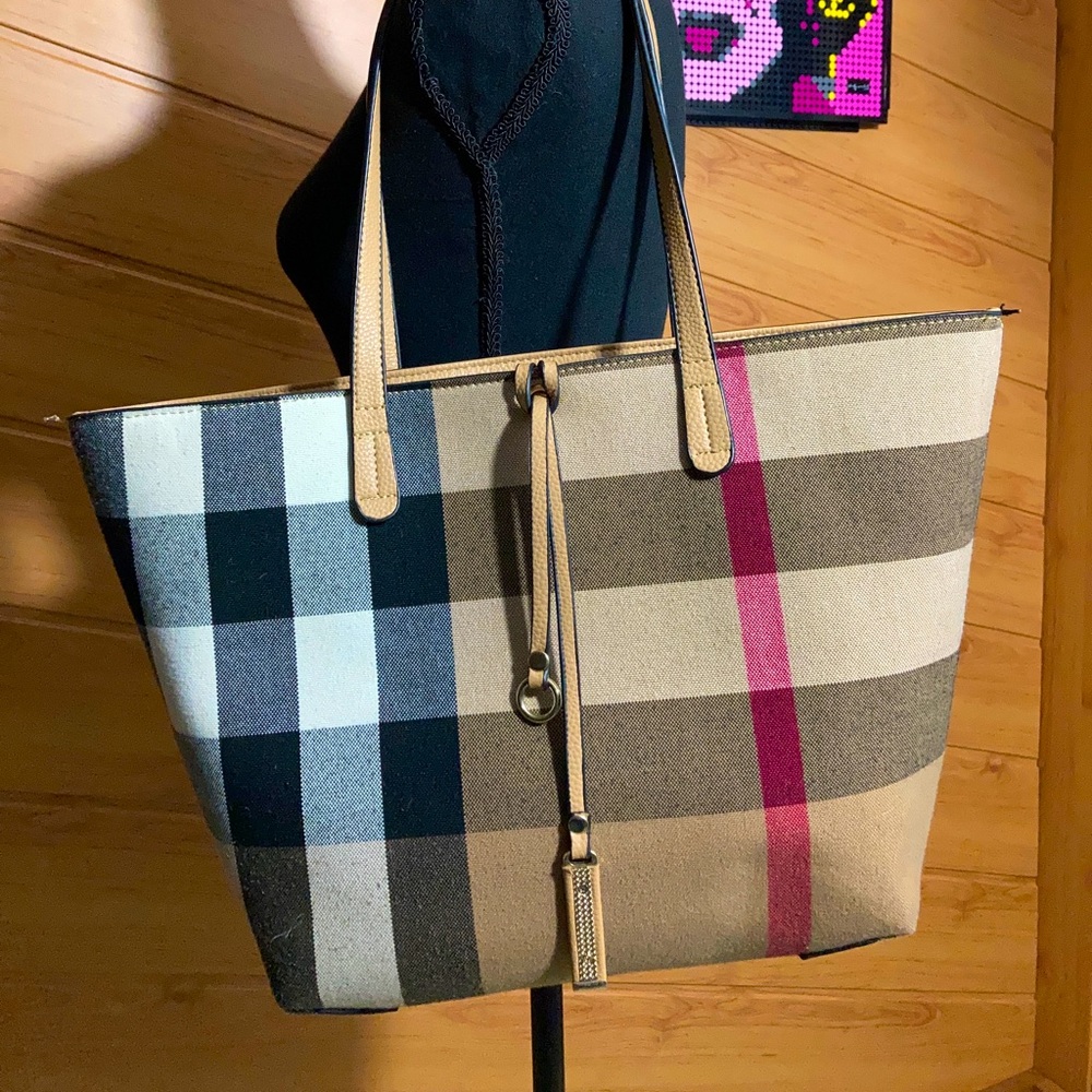 SOLD Tartan Plaid large tote
